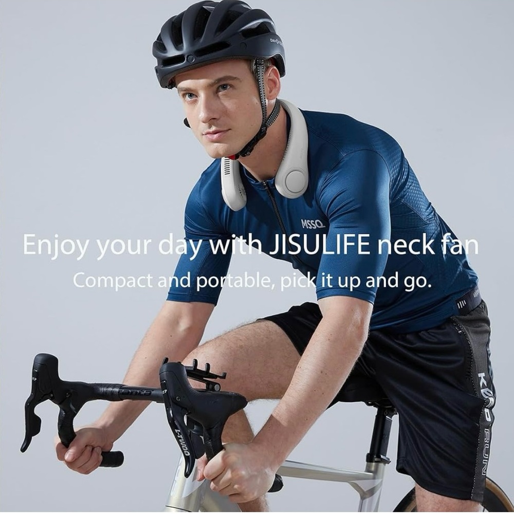 JISULIFE Portable Neck Fan Women Men 2 Pack Light Gray New - Picture 8 of 16